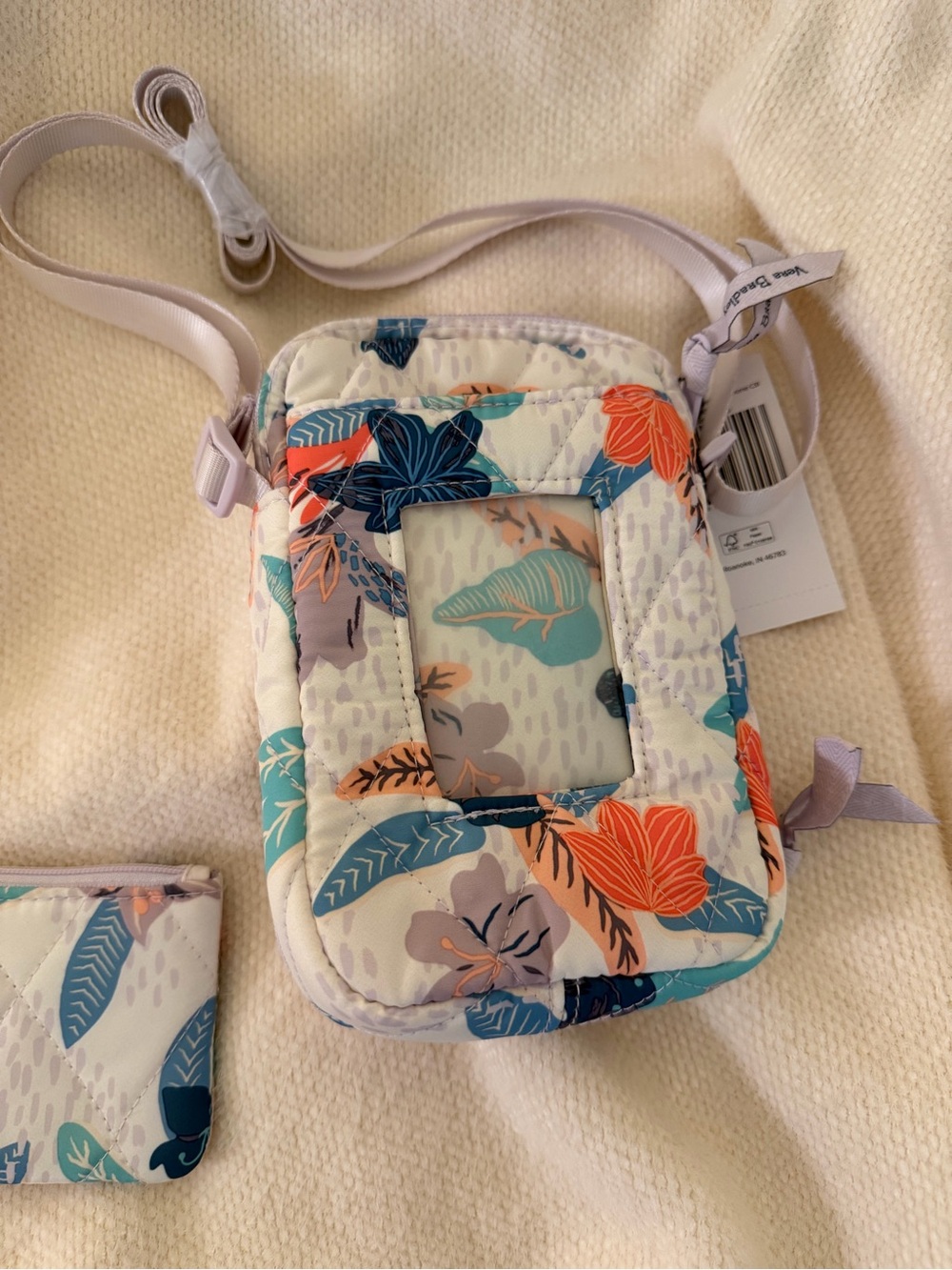 Vera Bradley Floral Quilted Crossbody/Matching Mini Wallet- Tropical Floral - Picture 6 of 8
